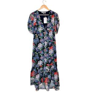 Hope & Ivy Maternity Dress Sz 14‎ Floral Chiffon Tie Back Feminine Chiffon Midi